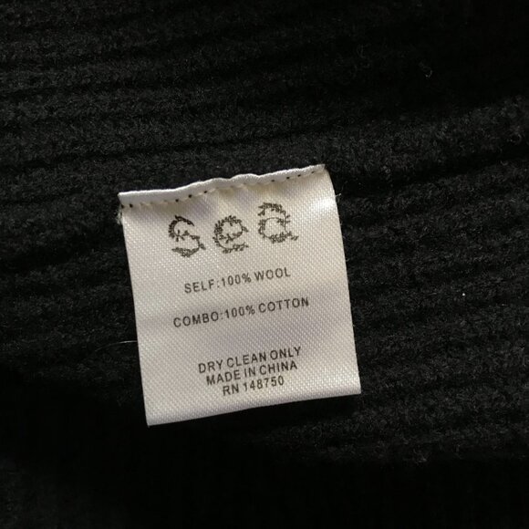 Sea NY Iris Eyelet Sweater Womens Medium Black Long Sleeve Wool Cotton Mock Neck - Picture 8 of 13